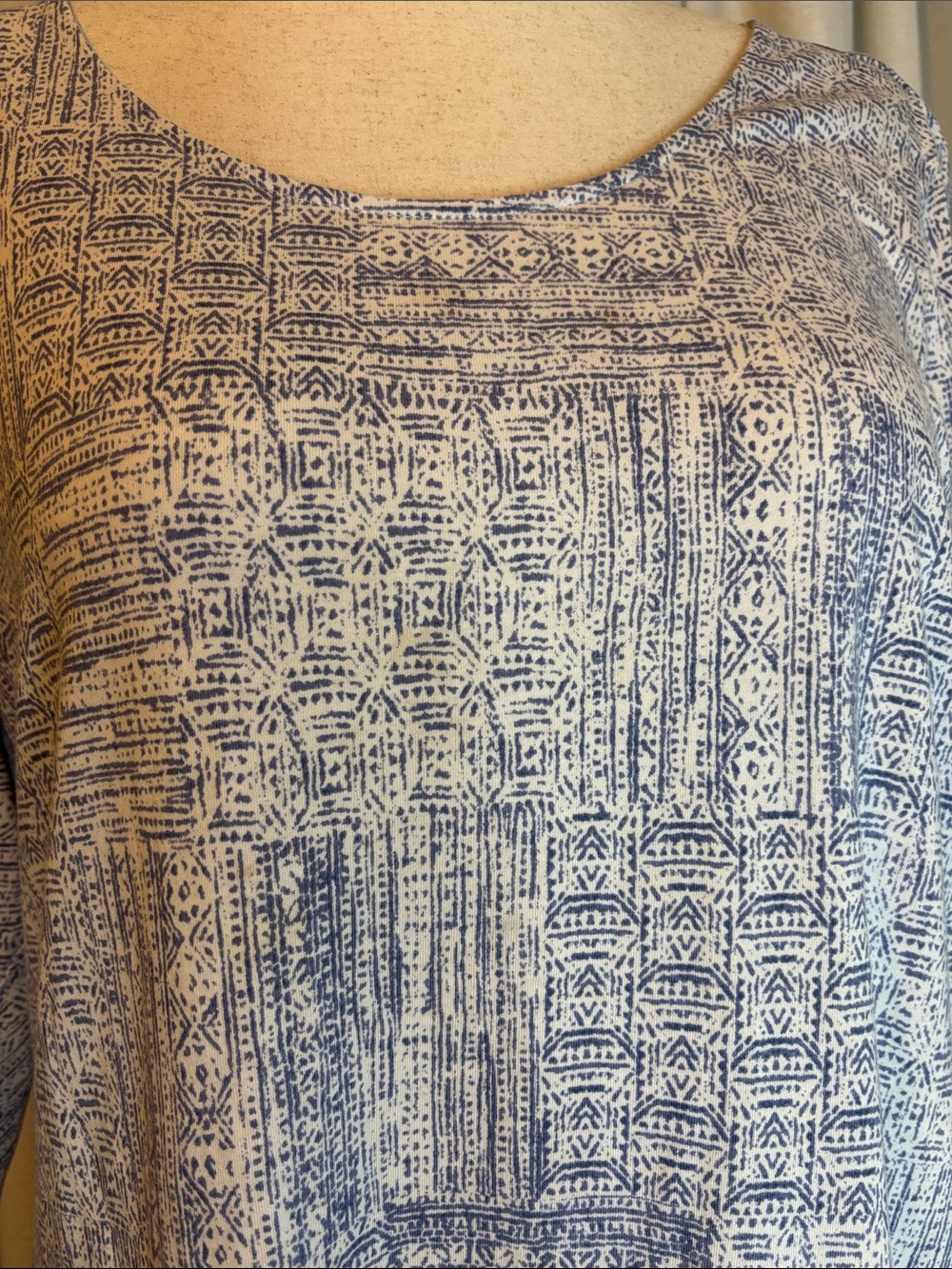 Pure Jill  Blue Geometric Patterned Scoop Neck Top -XL - Picture 5 of 7